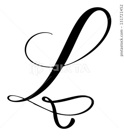 Hand drawn vector calligraphy letter L with heart. Script capital font logo. style flourish brush Handwritten 131721452