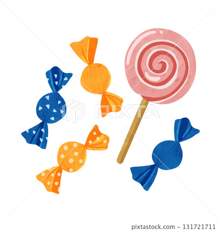Candy set - watercolor hand-drawn illustration 131721711