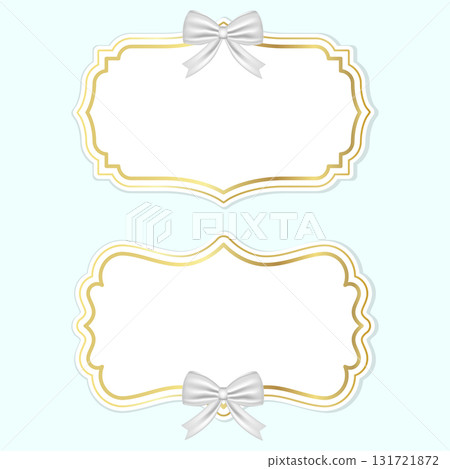 Elegant White and Gold Frames with Bows 131721872