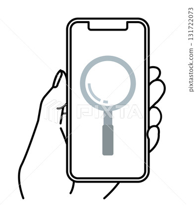 Smartphone screen search mark line drawing illustration Smartphone screen search mark line drawing illustration 131722073