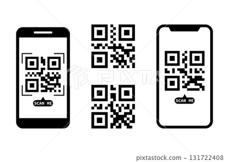 QR Code Scanning on Smartphones - Vector Illustration. 131722408