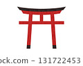 水彩風格的神社牌坊向量插圖 131722453