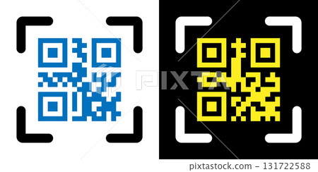 QR Code Scannable Image with High Contrast Colors. 131722588