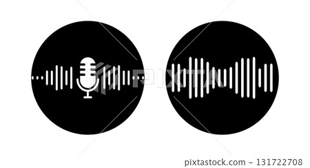 Podcast microphone and audio wave graphic. Podcast player. 131722708