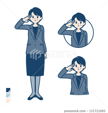 一位中年女商人敬禮的插圖 一位中年女商人敬禮的插圖 131722895
