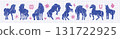 Horse New Year 2026 symbol, hand drawn animal silhouette collection, mystic lunar lucky sign print.  131722925
