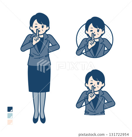 一位中年女商人用手指指著的插圖 131722954