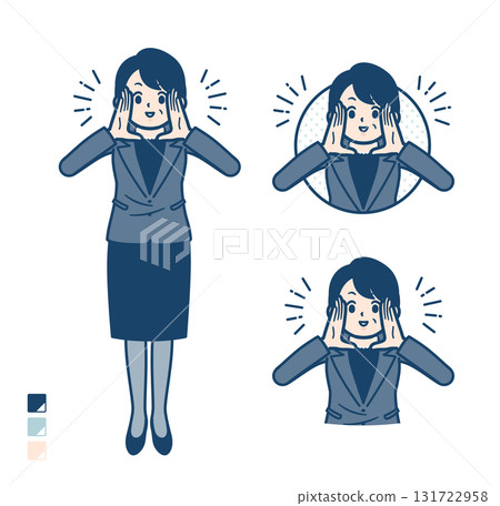 一位中年女商人大聲呼喊的插圖 131722958