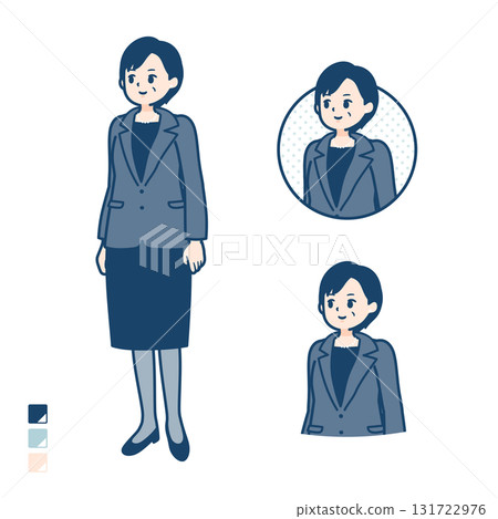 Illustration of a middle-aged business woman looking to the side 131722976