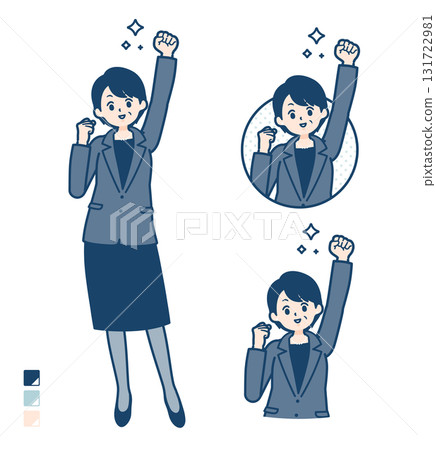 一位中年女商人揮拳的插圖 一位中年女商人揮拳的插圖 131722981