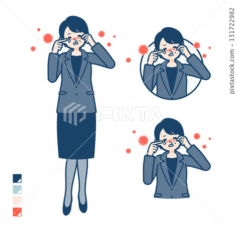 一位患有花粉過敏症的中年女商人的插圖 131722982
