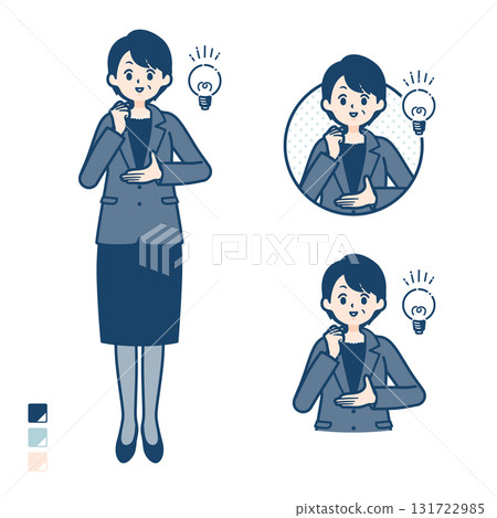 Illustration of a middle-aged business woman having an idea 131722985