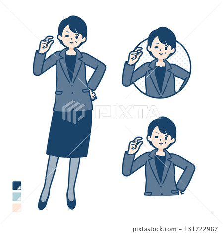 一位中年女商人做小手勢的插圖 131722987
