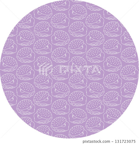 Sandwich with Fried Egg and vegetables Light Pattern on trendy lilac Circle Backdrop Fast Food Fond 131723075