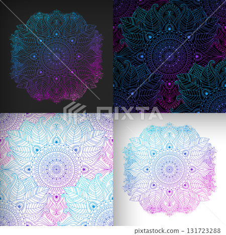 Seamless patterns and mandalas with ethnic, floral, abstract designs Seamless patterns and mandalas with ethnic, floral, abstract designs 131723288