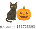 Halloween pumpkin and black cat vector illustration 131723393