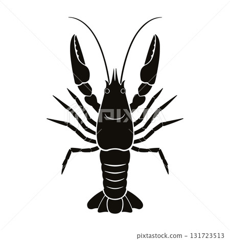 SEO Title: Lobster or Crayfish Silhouette Vector. Seafood and Crustacean Icon. 131723513