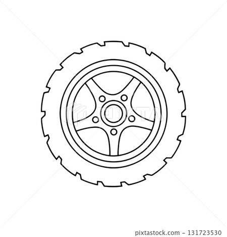 SEO Title: Car Tire and Wheel Line Art Icon Vector. Automotive Service and Transport Symbol. SEO Title: Car Tire and Wheel Line Art Icon Vector. Automotive Service and Transport Symbol. 131723530