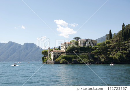 Many small boats can be seen on the lakeside near Villa Balbianello on Lake Como, famous as a filming location for Star Wars. Many small boats can be seen on the lakeside near Villa Balbianello on Lake Como, famous as a filming location for Star Wars. 131723567