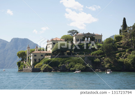 Summer scenery at Villa Balbianello on Lake Como in Italy, famous as the filming location for Star Wars' "Planet Naboo" 131723794