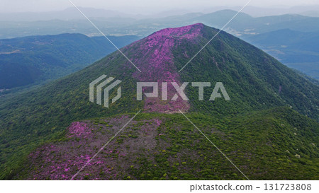Drone aerial shot of Mt. Heiji seen from above Mt. Kita-Osen 131723808