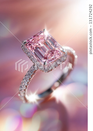 Gold ring with pink diamond 131724292