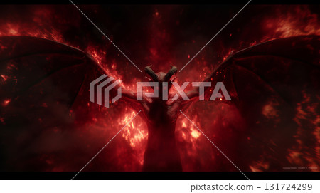 Devil engulfed with flames of hell 131724299