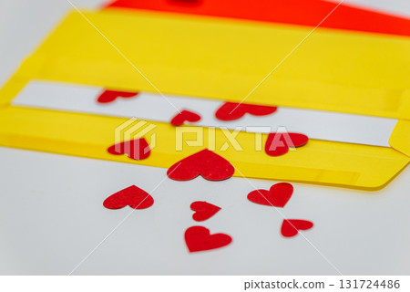 red little hearts coming out from envelope isolated on white background with copy space, loveletter concept red little hearts coming out from envelope isolated on white background with copy space, loveletter concept 131724486