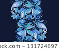 Fantasy flowers in retro, vintage, jacobean embroidery style. 131724697
