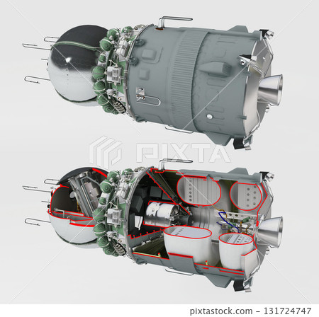 Spacecraft Vostok-1 cutaway isolated on white 131724747