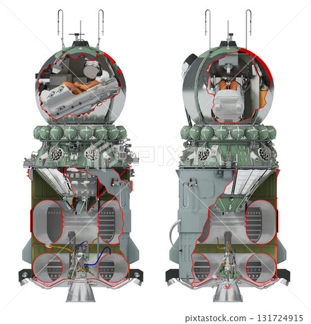 Spacecraft Vostok-1 cutaway isolated Spacecraft Vostok-1 cutaway isolated 131724915