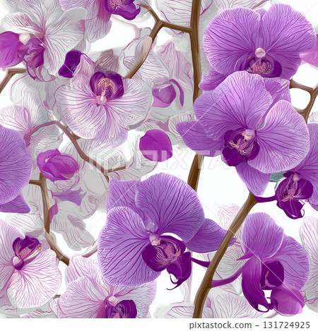 優雅的紫色蝴蝶蘭無縫圖案 131724925