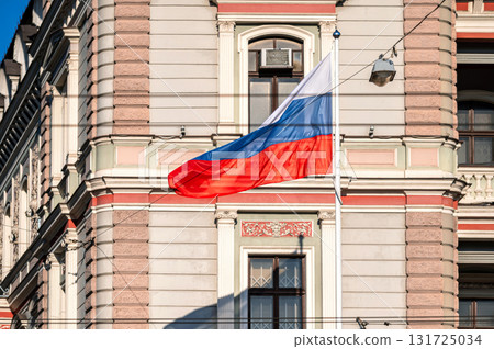 Russian flag at the Russian Embassy in Riga, Latvia Russian flag at the Russian Embassy in Riga, Latvia 131725034