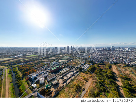 Aerial view of the Minuma rice fields in autumn in Saitama Prefecture 131725370