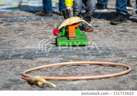 Easter holidays, games for kids in the city square, target hitting game Easter holidays, games for kids in the city square, target hitting game 131725683