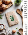 Infographic about compostable parchment paper, image of used parchment with eco icon, clean white background, small bin illustration, baking tools around, soft flat lighting --ar 2:3 --profile xq4y5sj 131725985