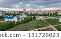 Panorama of an urban area with a church in the foreground. Ulyanovsk. Russia 131726023