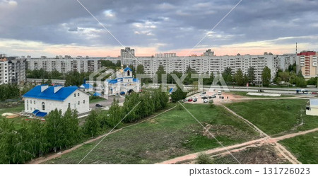 Panorama of an urban area with a church in the foreground. Ulyanovsk. Russia Panorama of an urban area with a church in the foreground. Ulyanovsk. Russia 131726023