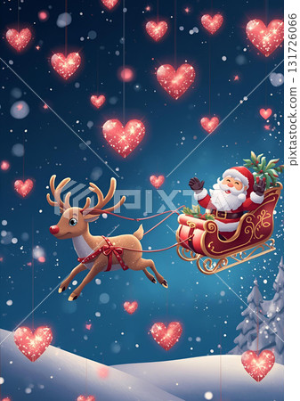 Santa Claus and reindeer on a sled 131726066