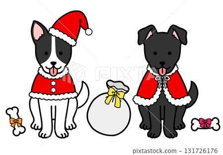 Dogs, rescue dogs, and mixed breed dogs in Christmas costumes 131726176