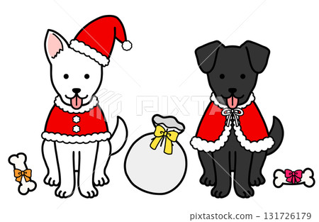 Dogs, rescue dogs, and mixed breed dogs in Christmas costumes 131726179