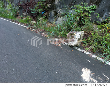 A large, dangerous rockfall on the mountain path A large, dangerous rockfall on the mountain path 131726974