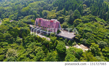 Drone aerial view of abandoned hotel in the mountains Drone aerial view of abandoned hotel in the mountains 131727065