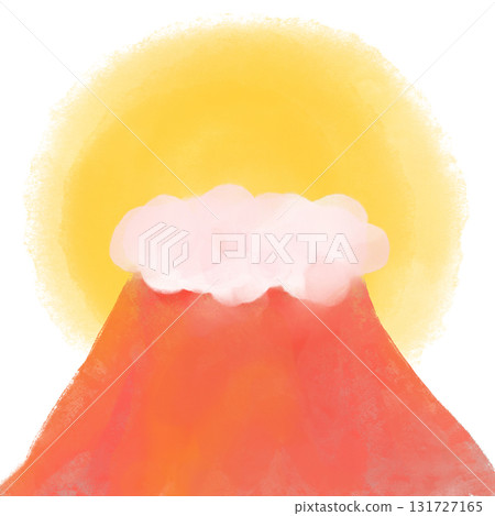 紅色富士山的水彩插圖 紅色富士山的水彩插圖 131727165