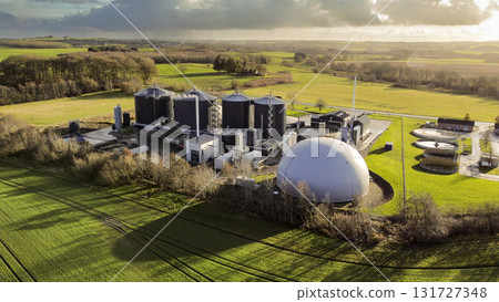 Aerial View of Danish Biogas Plant in the Countryside Aerial View of Danish Biogas Plant in the Countryside 131727348