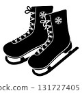Isolated pair of winter sports shoes for speed skating competitions silhouette, icon 131727405