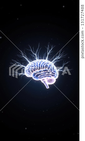 Luminous Brain with Radiating Neural Pathways in Cosmic Space 131727488