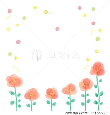 簡單的花卉紅色水彩框架 131727728