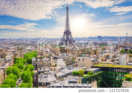 Skyline view of Paris centre and Eiffel Tower, the symbol of France 131727836