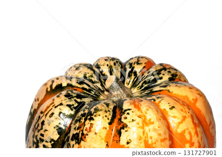 A spooky Halloween Pumpkin Squash in Unique Abstract Orange and Green Colours on White Background A spooky Halloween Pumpkin Squash in Unique Abstract Orange and Green Colours on White Background 131727901